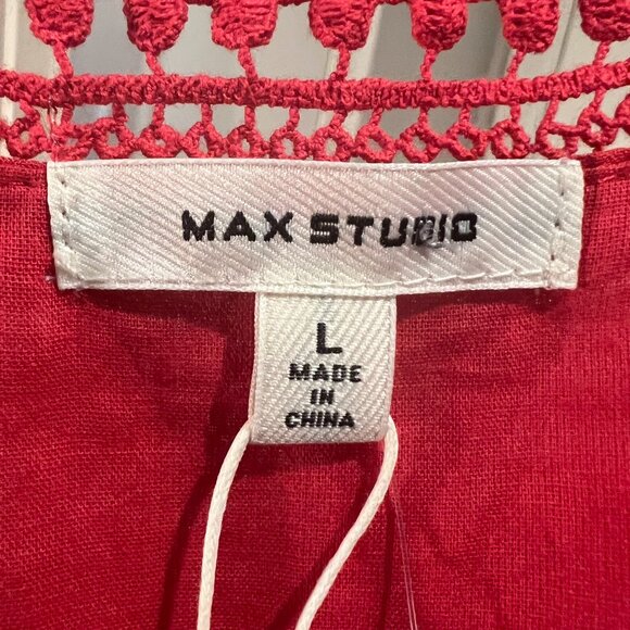 Max Studio Red Lace Trim Sleeveless Maxi Dress, Size Large - Picture 14 of 16